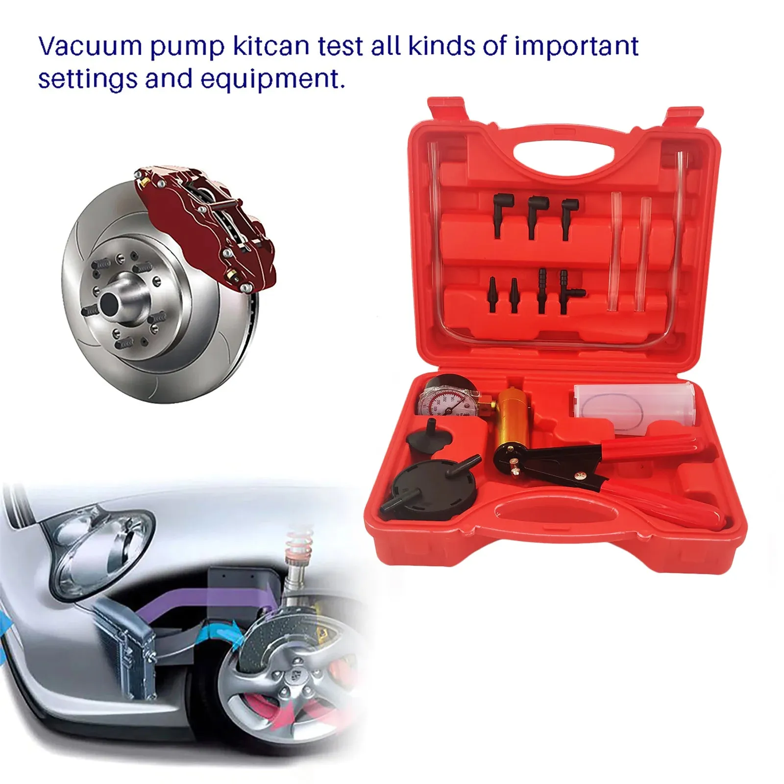 Hand Held Vacuum Pressure Pump Tester Set Brake Fluid Bleeder Bleeding Kit   Box