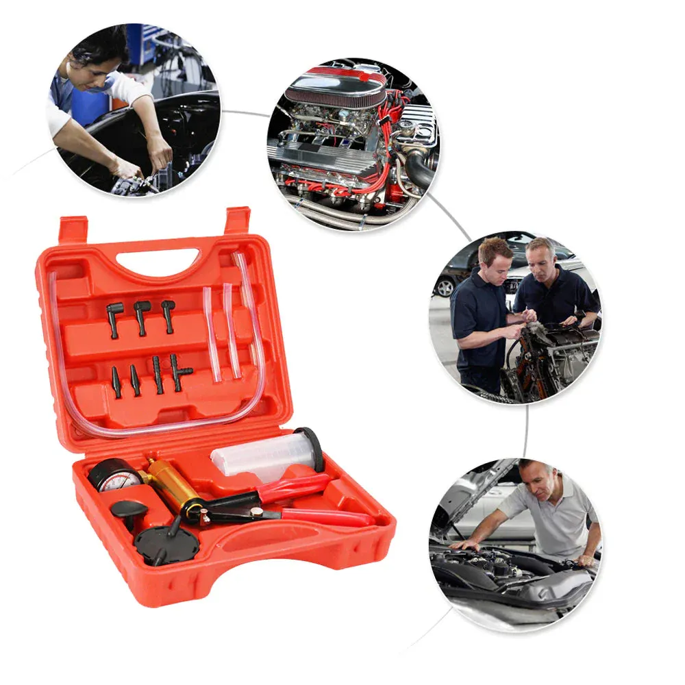 Hand Held Vacuum Pressure Pump Tester Set Brake Fluid Bleeder Bleeding Kit   Box