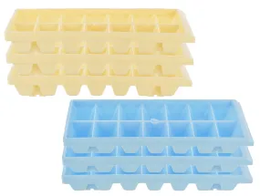 Heart Home Plastic Ice Cube Tray Set with 14 Section- Pack of 6 (Cream & Blue)-HS43HEARTH25785
