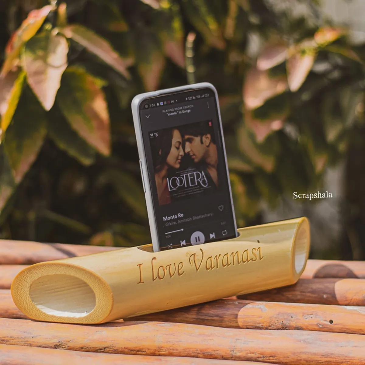 I Love Varanasi Bamboobeat Sound Amplifier - Portable Mobile Holder
