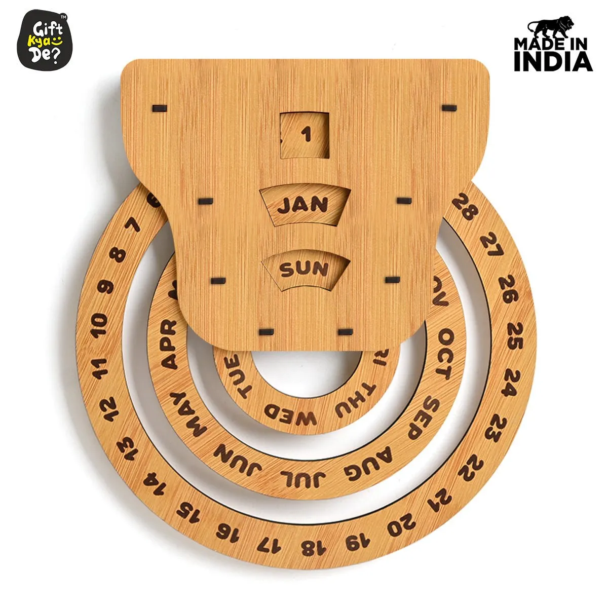 Infinite Circular Wall Calendar (Bamboo Theme) | Calendar With Clock & Diary Combo Available