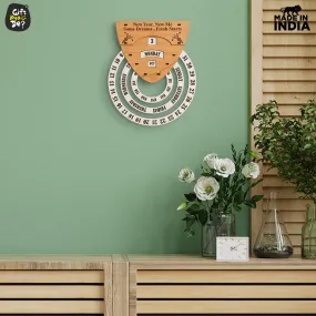 Infinite Circular Wall Calendar (Bamboo Theme) | Calendar With Clock & Diary Combo Available