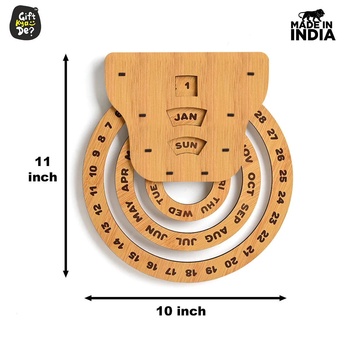 Infinite Circular Wall Calendar (Bamboo Theme) | Calendar With Clock & Diary Combo Available