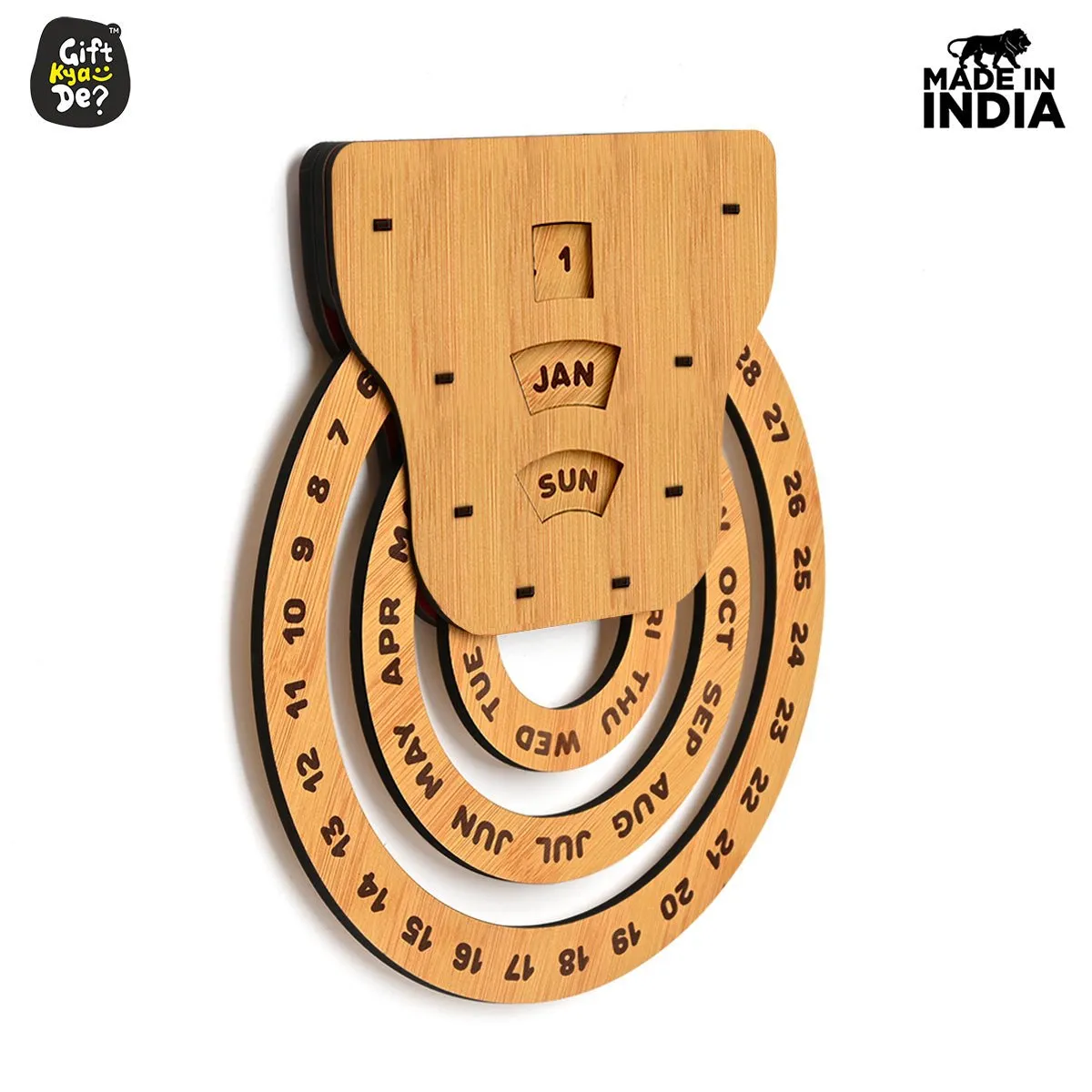 Infinite Circular Wall Calendar (Bamboo Theme) | Calendar With Clock & Diary Combo Available