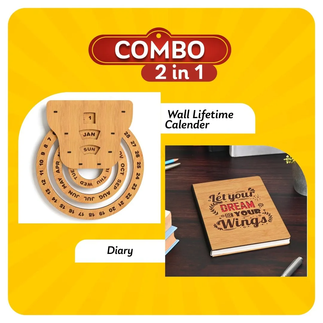 Infinite Circular Wall Calendar (Bamboo Theme) | Calendar With Clock & Diary Combo Available