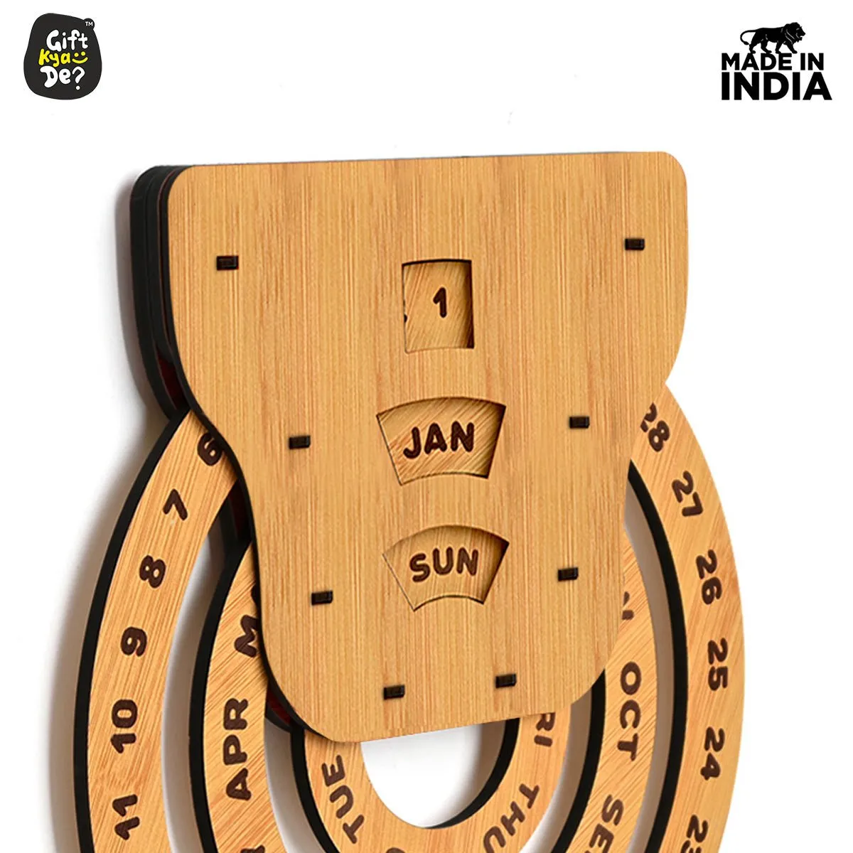 Infinite Circular Wall Calendar (Bamboo Theme) | Calendar With Clock & Diary Combo Available