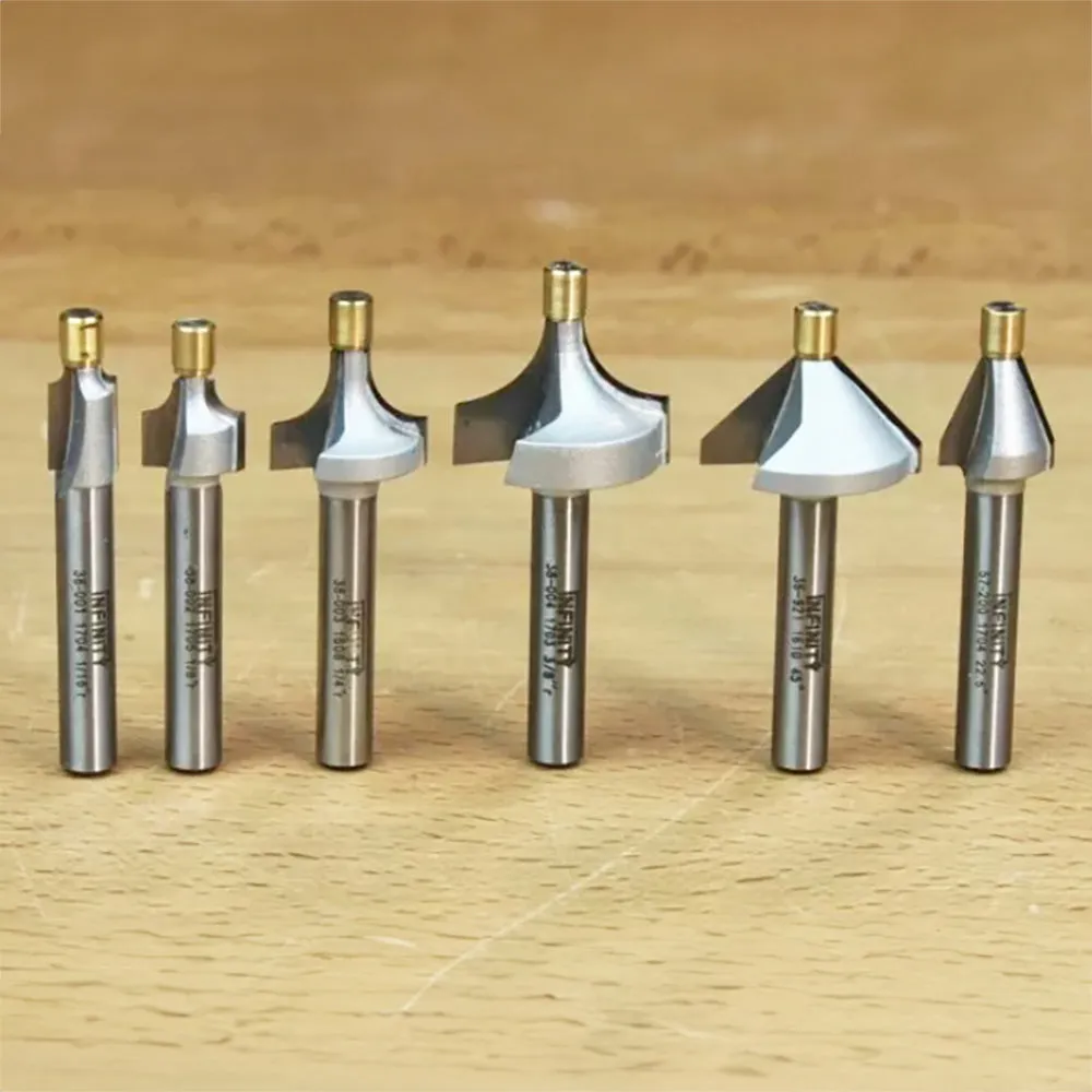 Infinity Tools 1/4" Shank 6-Pc. Brass Pilot Router Bit Set