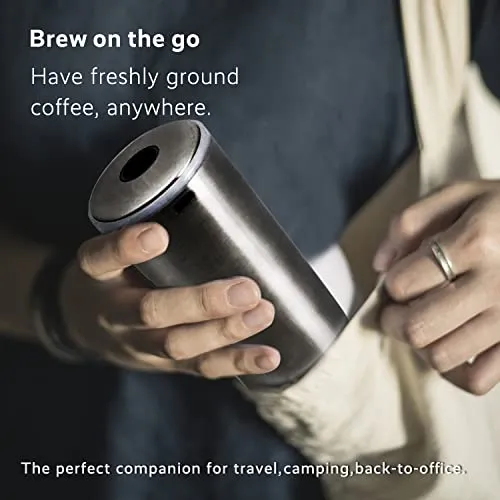 Jocuu Electric Coffee Grinder with 5 Adjustable Levels, Espresso Coffee Grinder with USB & One-touch Start, Portable Automatic Coffee Grinder for Home, Camping & Picnics, Includes Cleaning Brush