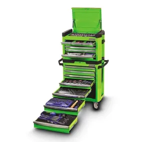 Kincrome K1501G 329 Piece Metric & SAE 15 Drawer Green Contour Workshop Tool Chest & Roller Cabinet