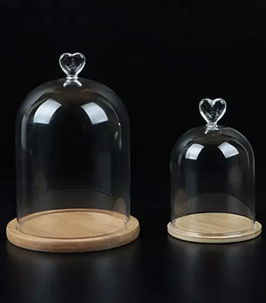 Laila Glass Cloche with Bamboo Base