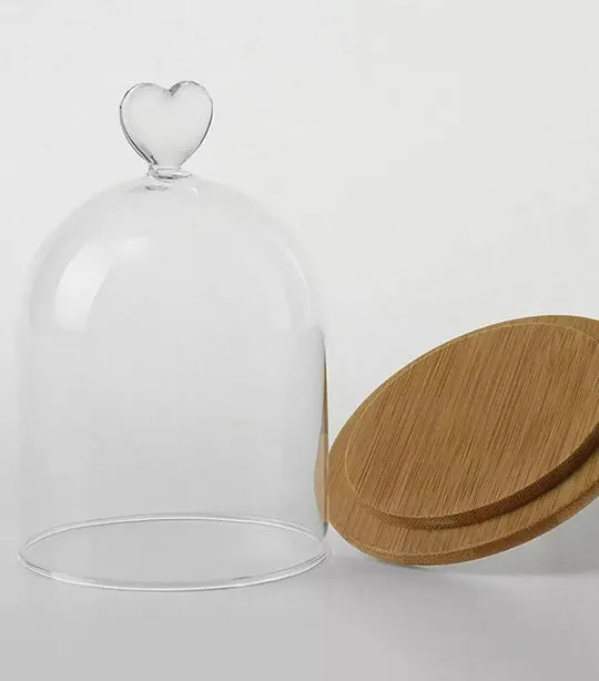 Laila Glass Cloche with Bamboo Base