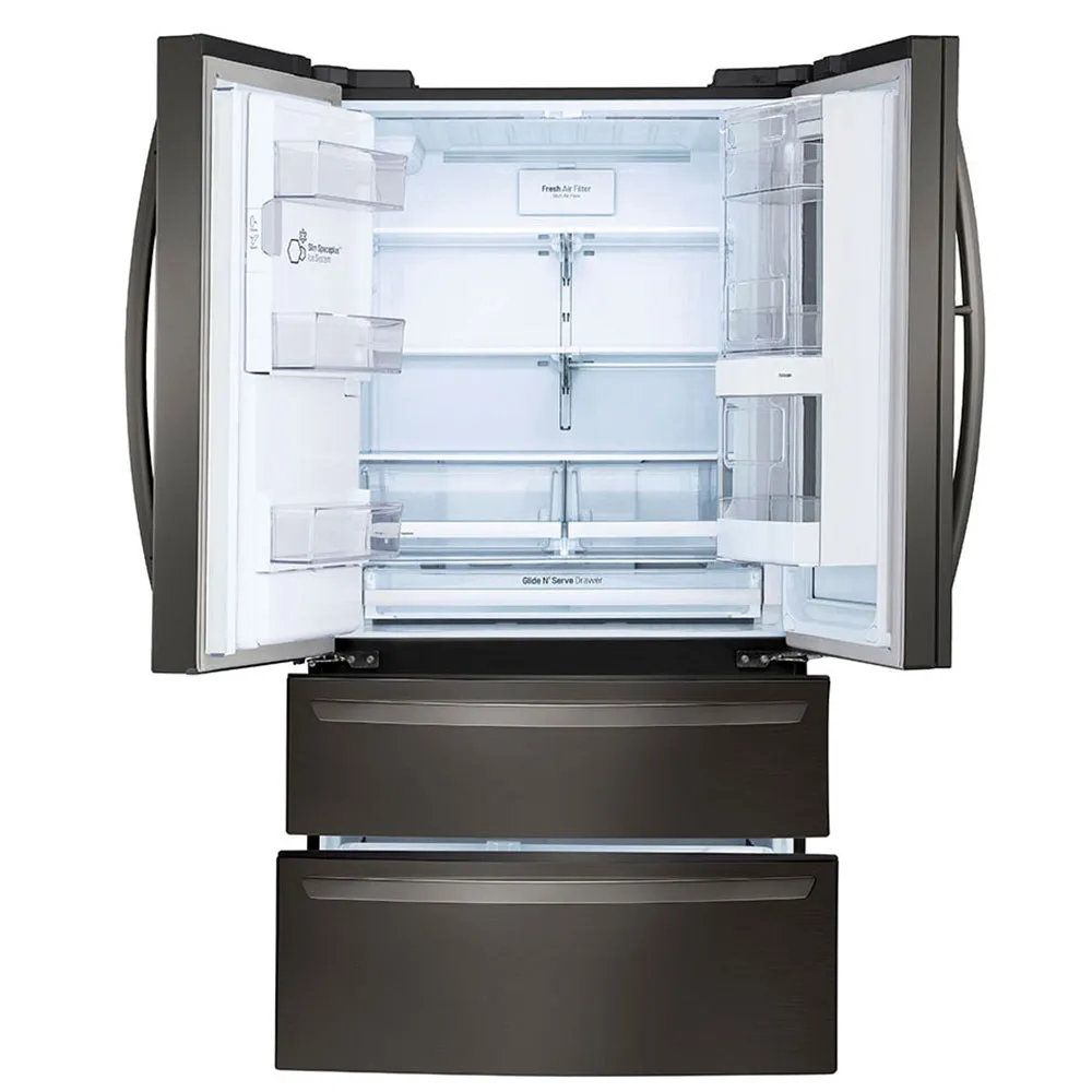LG-InstaView Door in Door 27.8 Cu Ft 4Door French Door Refrigerator-PrintProof Black Stainless Steel