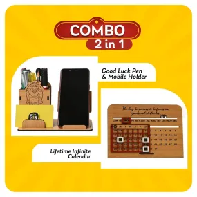 Lifetime Calendar & Good Luck Desk Organizer Combo | Office Table Decorative Items | Farewell Gift