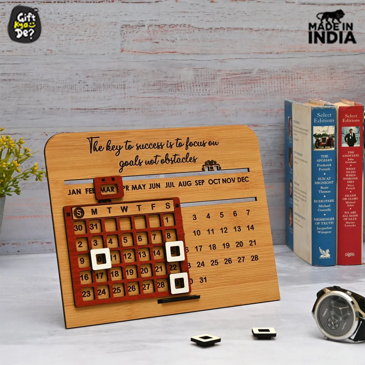 Lifetime Calendar & Good Luck Desk Organizer Combo | Office Table Decorative Items | Farewell Gift