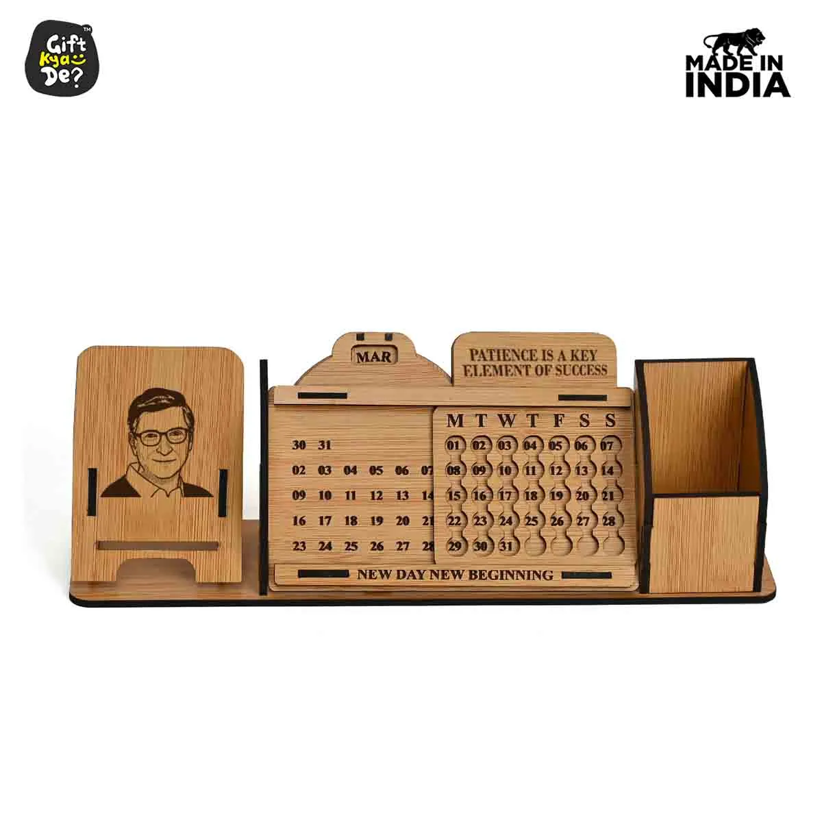 Lifetime Calendar With Desk Organizer and Mobile Stand | Desk Calendar | Mobile Accessories