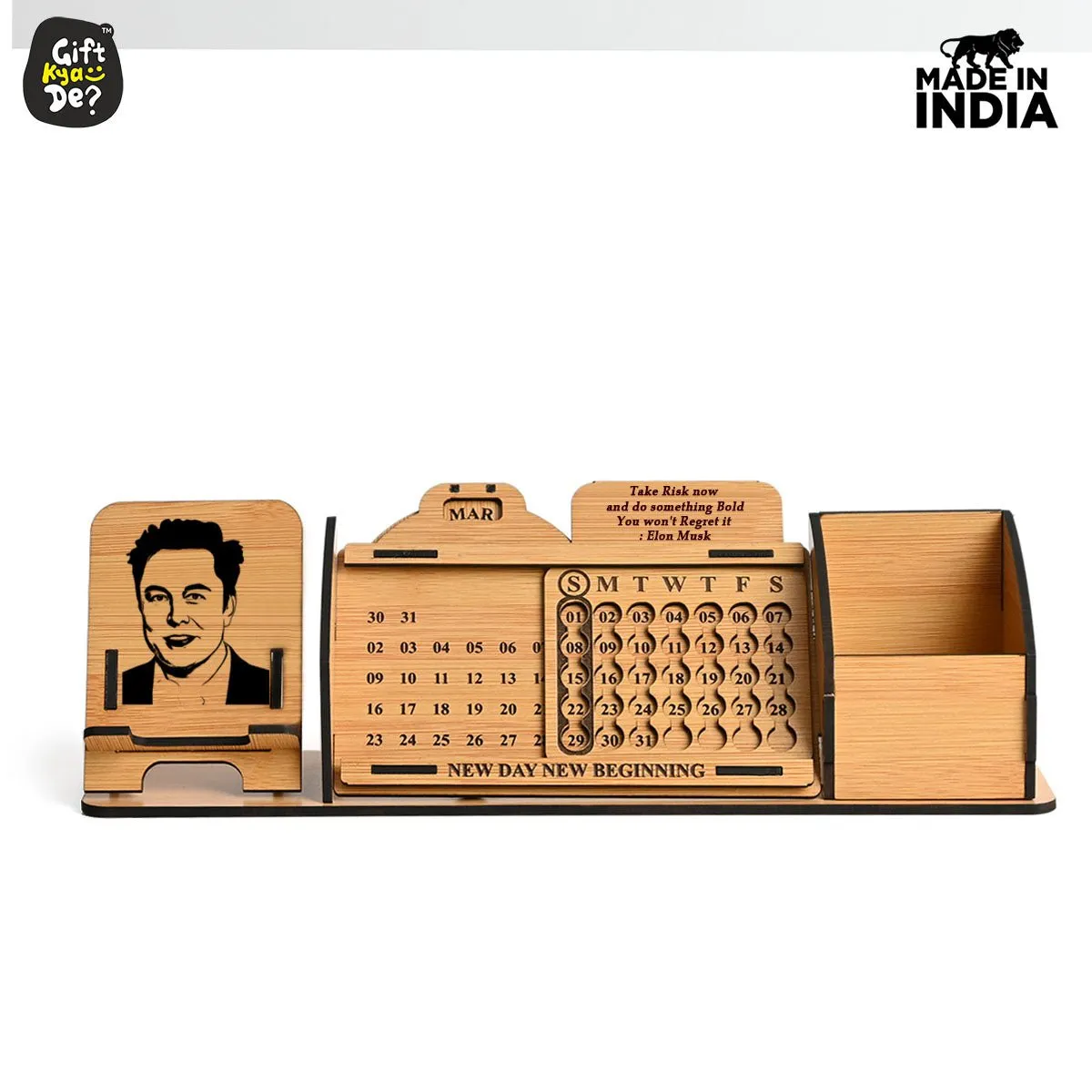 Lifetime Calendar With Desk Organizer and Mobile Stand | Desk Calendar | Mobile Accessories