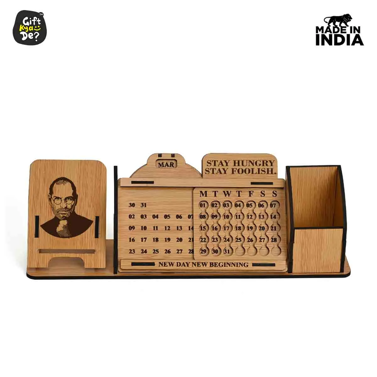 Lifetime Calendar With Desk Organizer and Mobile Stand | Desk Calendar | Mobile Accessories