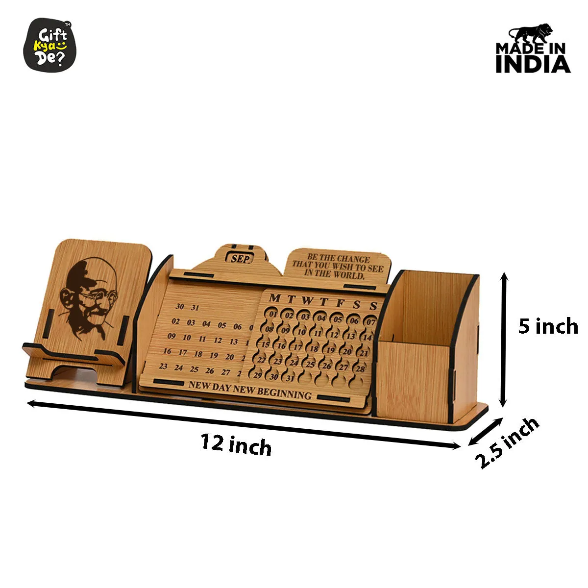 Lifetime Calendar With Desk Organizer and Mobile Stand | Desk Calendar | Mobile Accessories