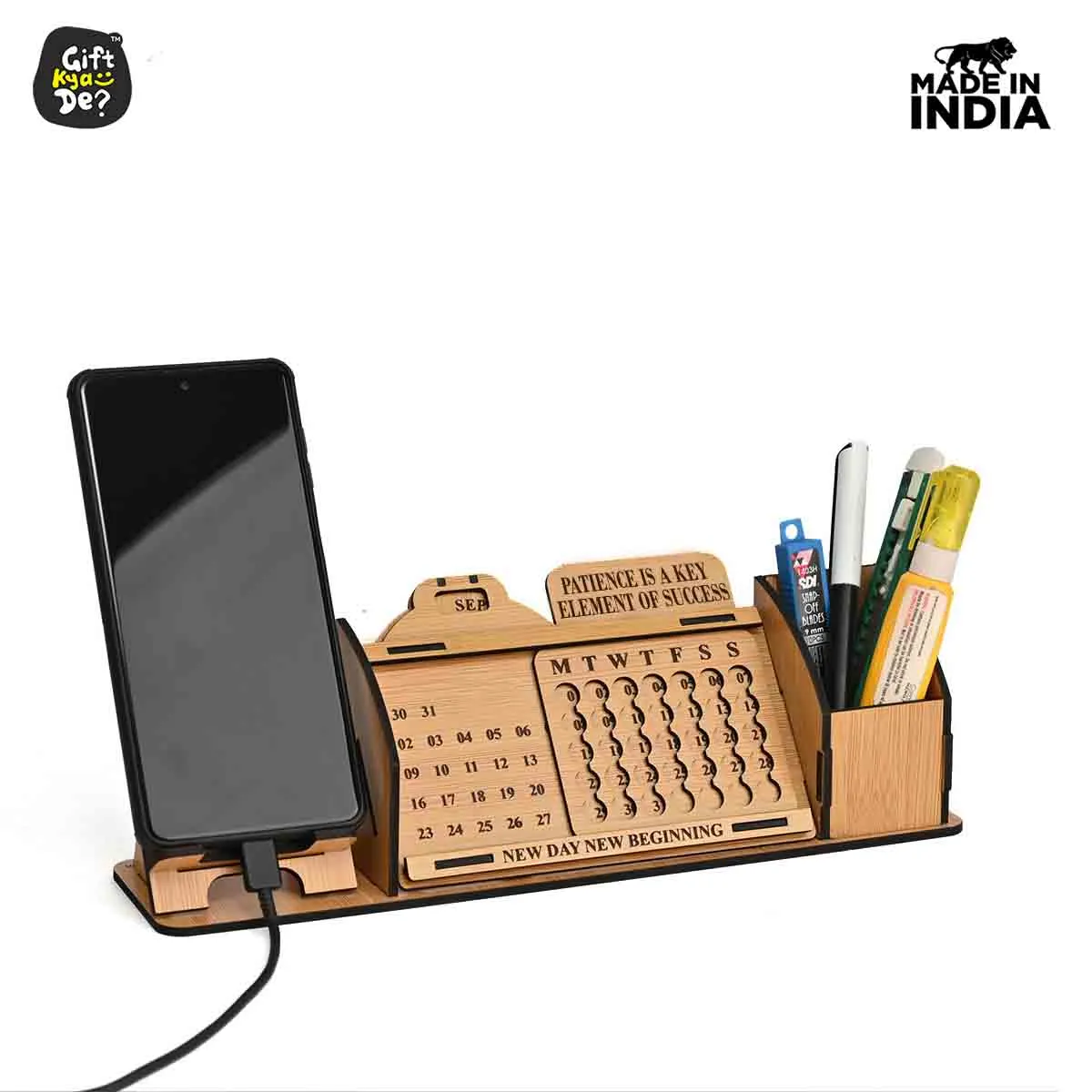 Lifetime Calendar With Desk Organizer and Mobile Stand | Desk Calendar | Mobile Accessories