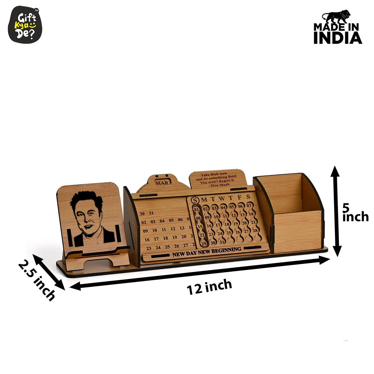 Lifetime Calendar With Desk Organizer and Mobile Stand | Desk Calendar | Mobile Accessories
