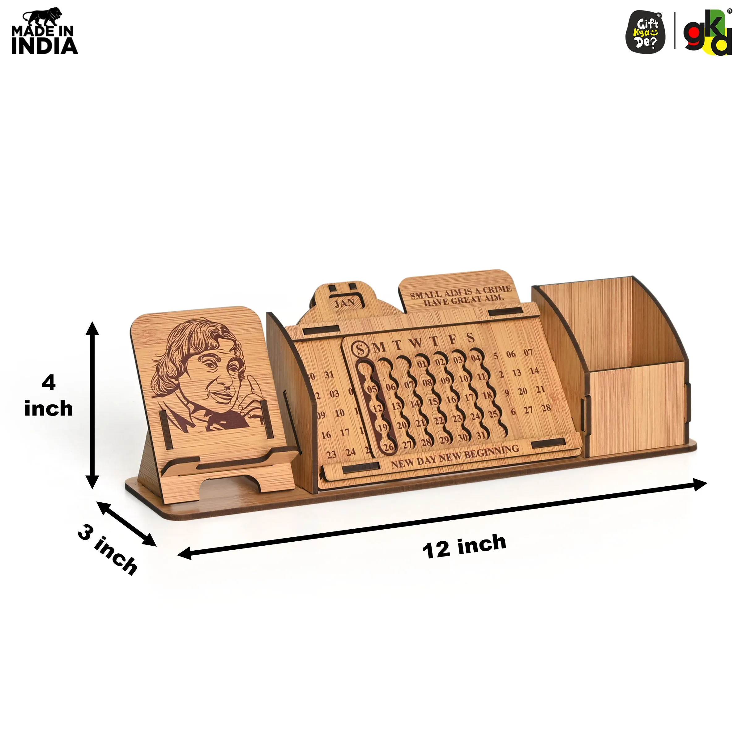 Lifetime Calendar With Desk Organizer and Mobile Stand | Desk Calendar | Mobile Accessories