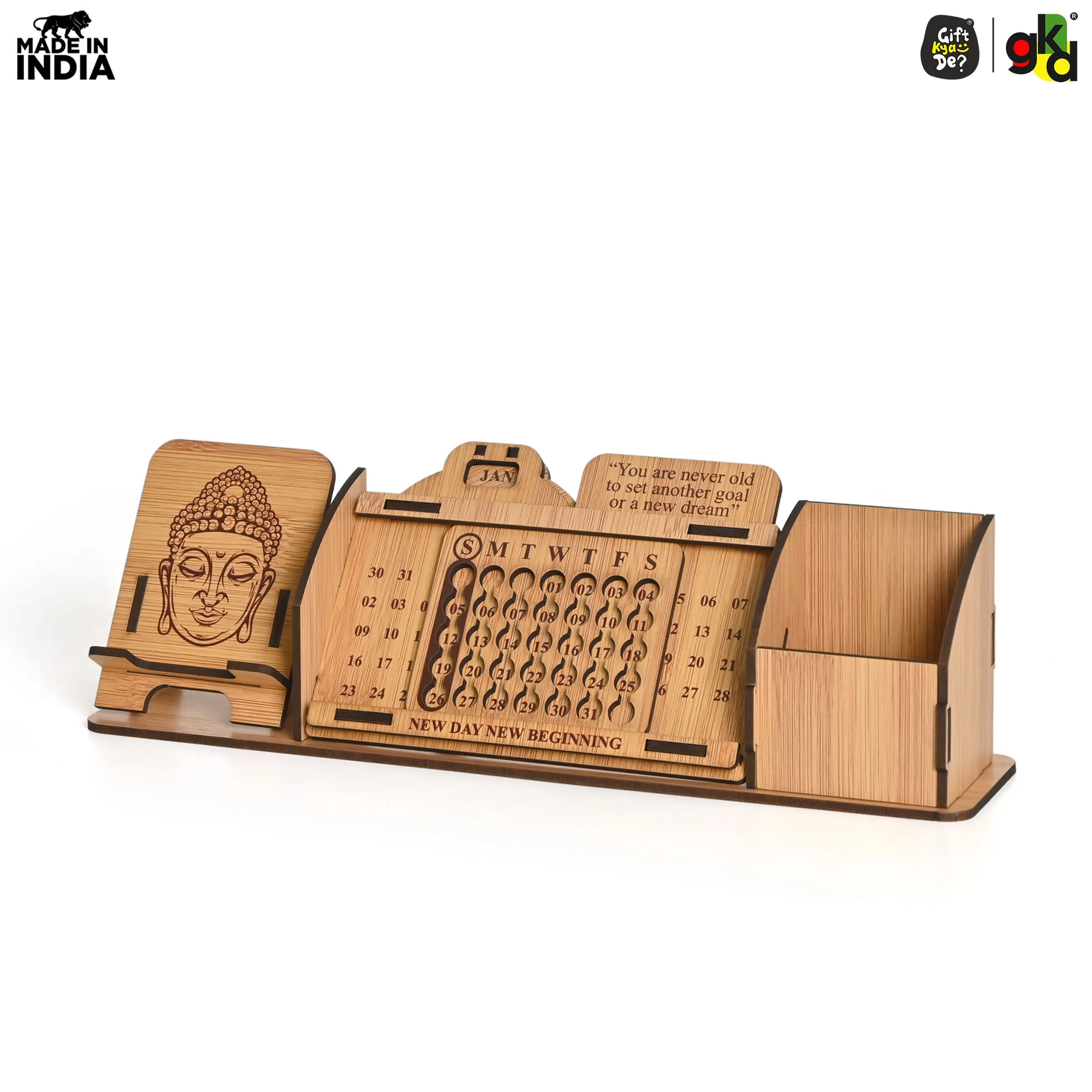 Lifetime Calendar With Desk Organizer and Mobile Stand | Desk Calendar | Mobile Accessories