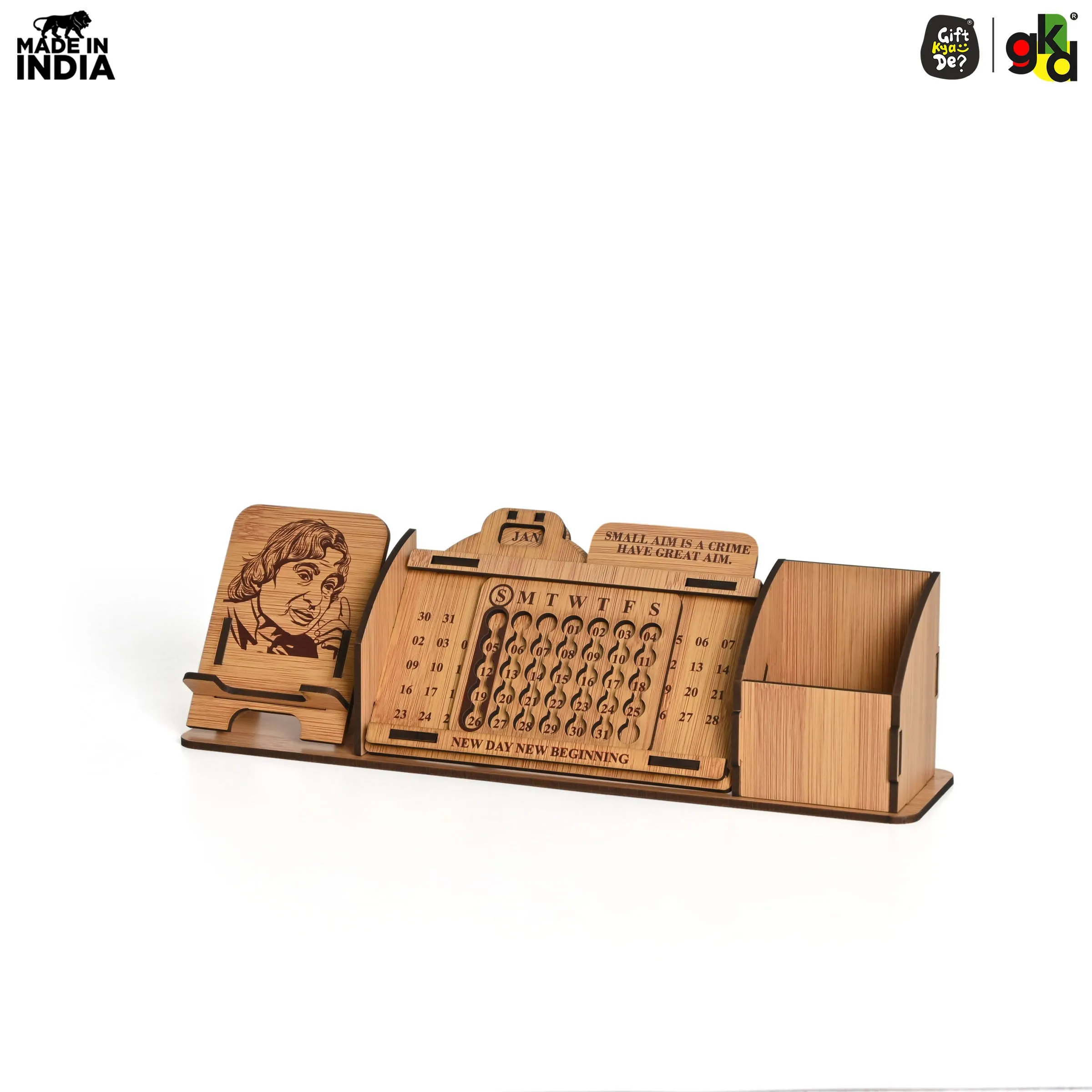 Lifetime Calendar With Desk Organizer and Mobile Stand | Desk Calendar | Mobile Accessories