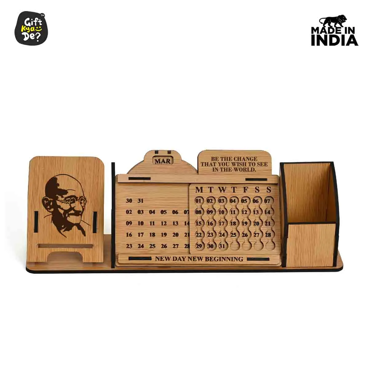 Lifetime Calendar With Desk Organizer and Mobile Stand | Desk Calendar | Mobile Accessories