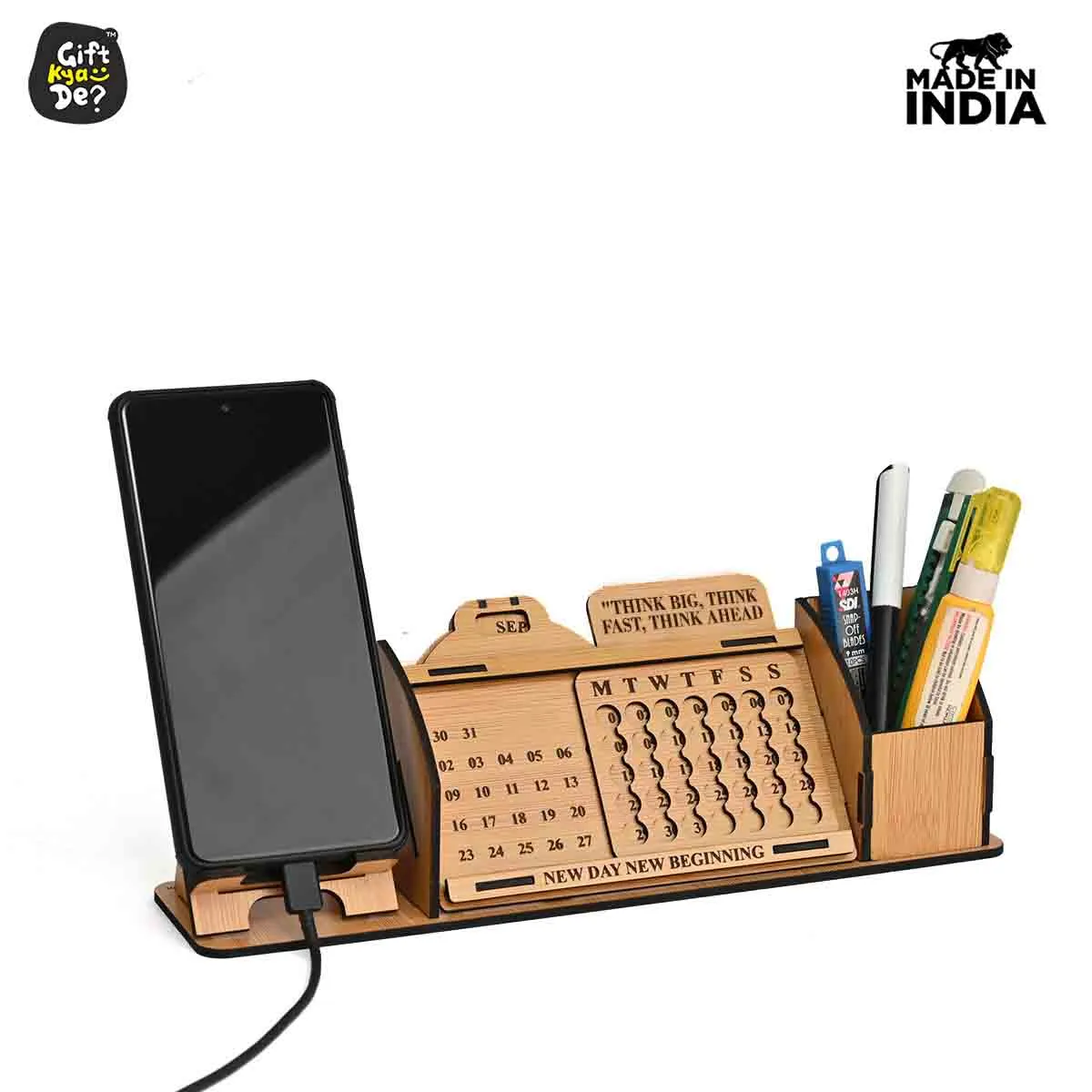 Lifetime Calendar With Desk Organizer and Mobile Stand | Desk Calendar | Mobile Accessories