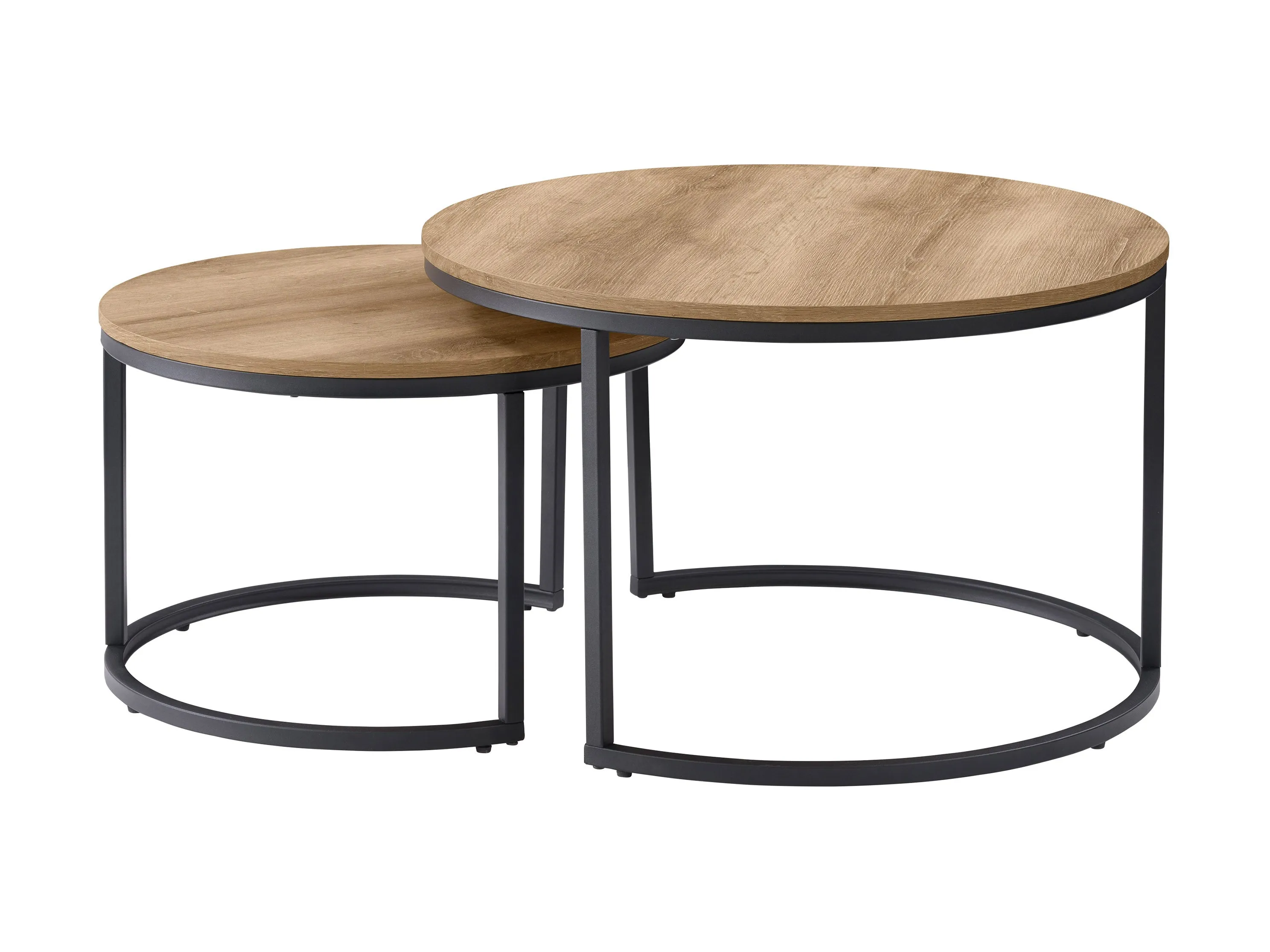 Light Wood Round Nesting Coffee Tables