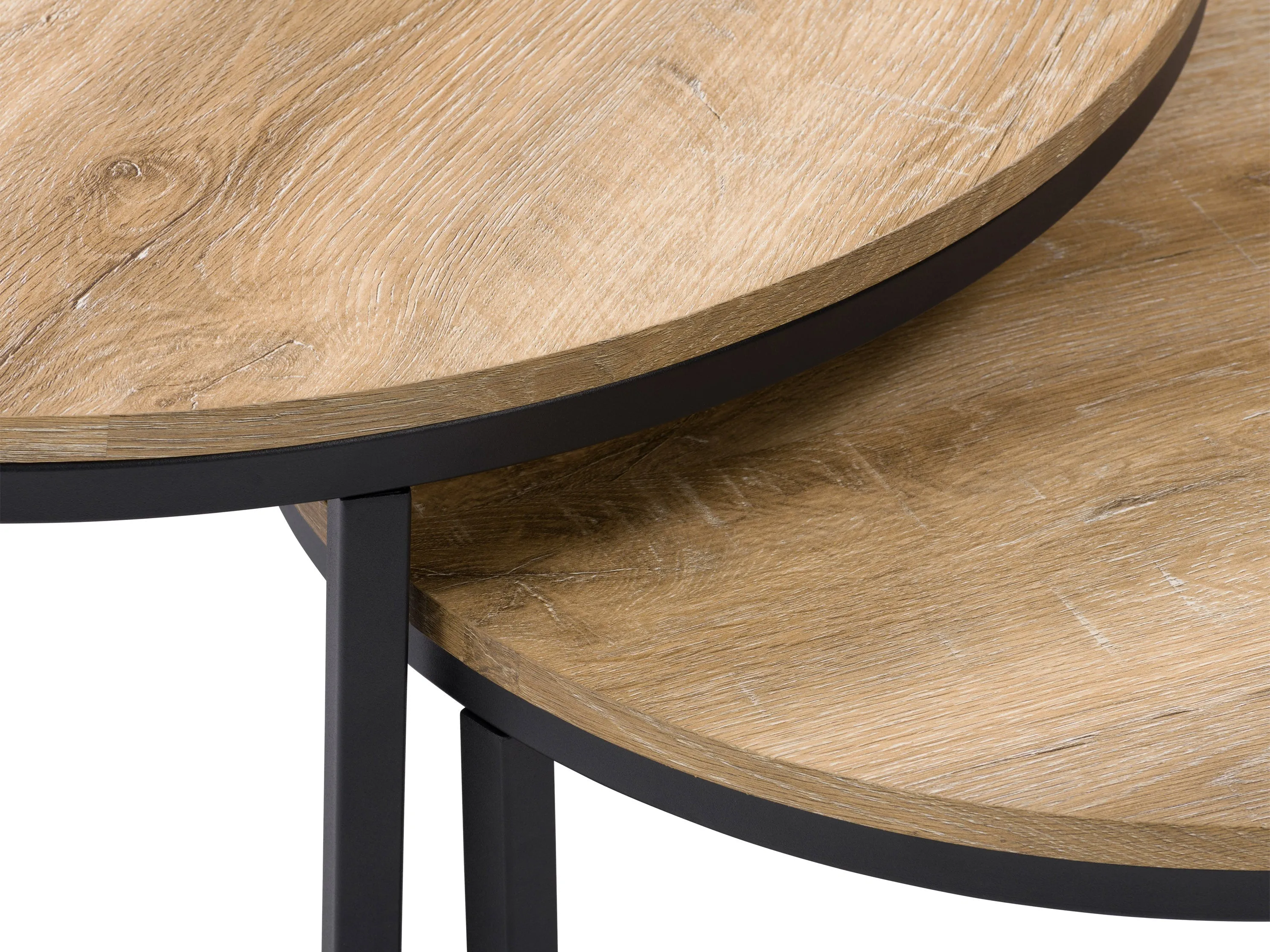 Light Wood Round Nesting Coffee Tables