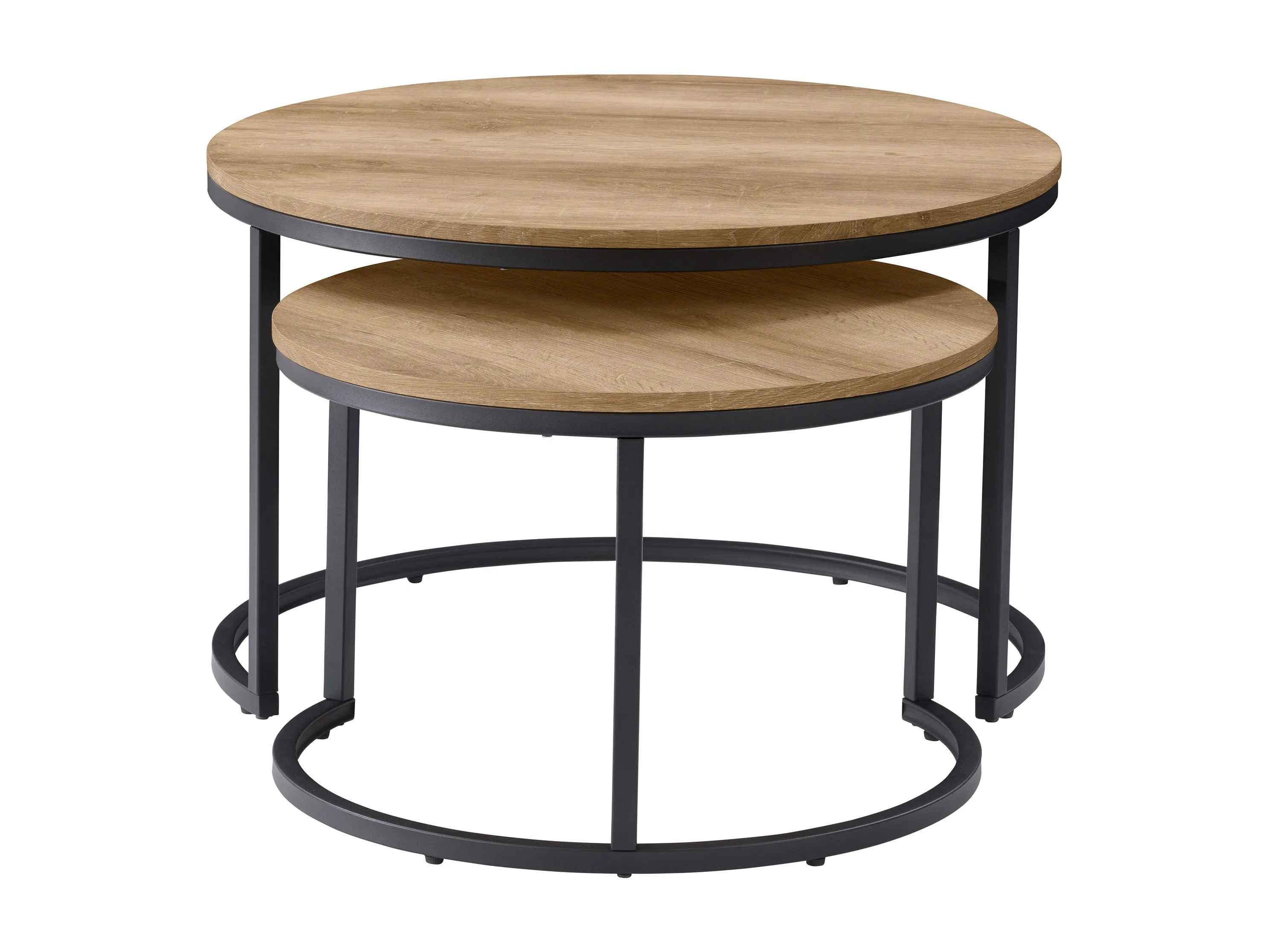 Light Wood Round Nesting Coffee Tables