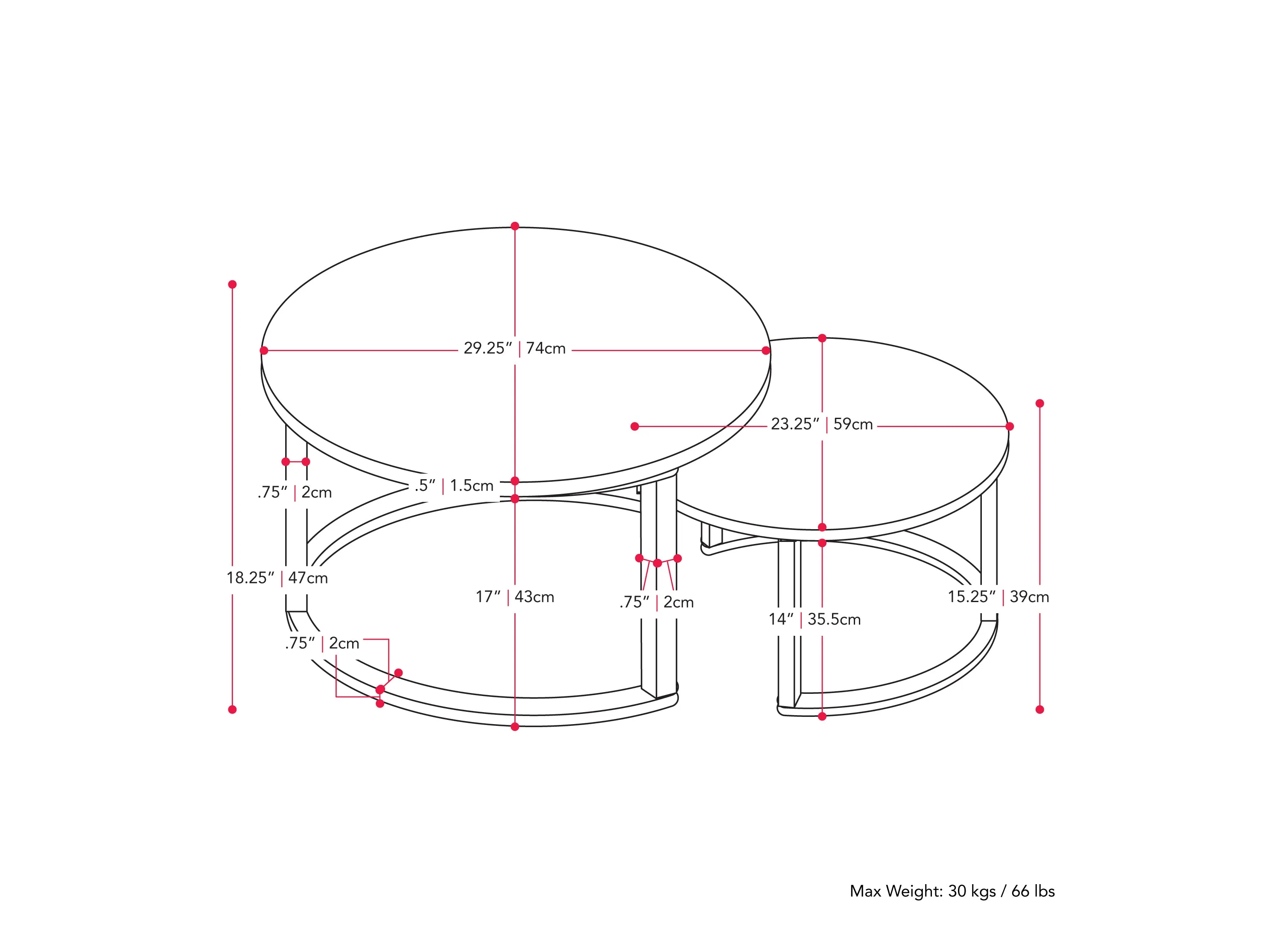 Light Wood Round Nesting Coffee Tables