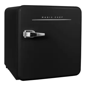 Magic Chef 1.6 Cu. Ft. Retro Style Mini Fridge W/ Interior LED Light, Black