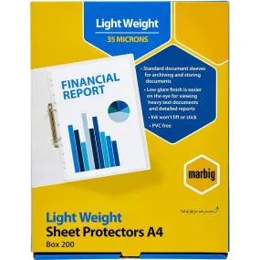 Marbig Copysafe Sheet Protectors Lightweight A4 Box 200