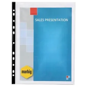 Marbig Sheet Protectors Black Edge A4 Box 100