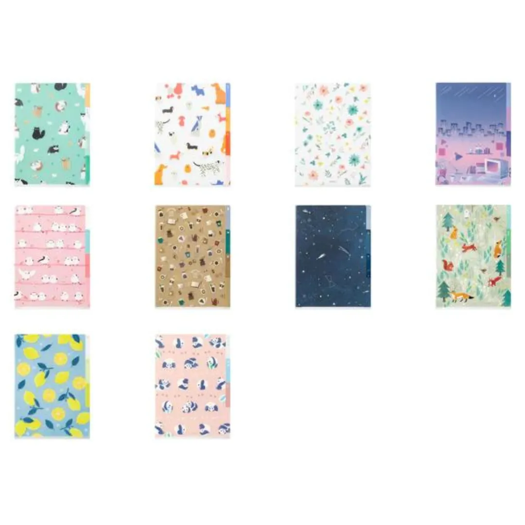 Midori A5 3 Pockets Clear Folder - Panda