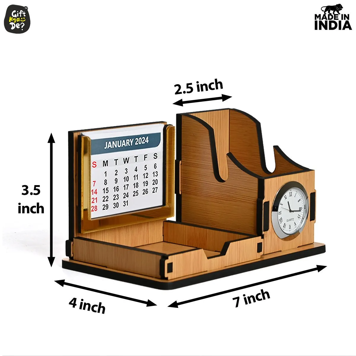 Mini Desk Organizer with Clock & Calendar 2025 | Desk Calendar | Desk Accessories