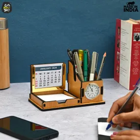 Mini Desk Organizer with Clock & Calendar 2025 | Desk Calendar | Desk Accessories