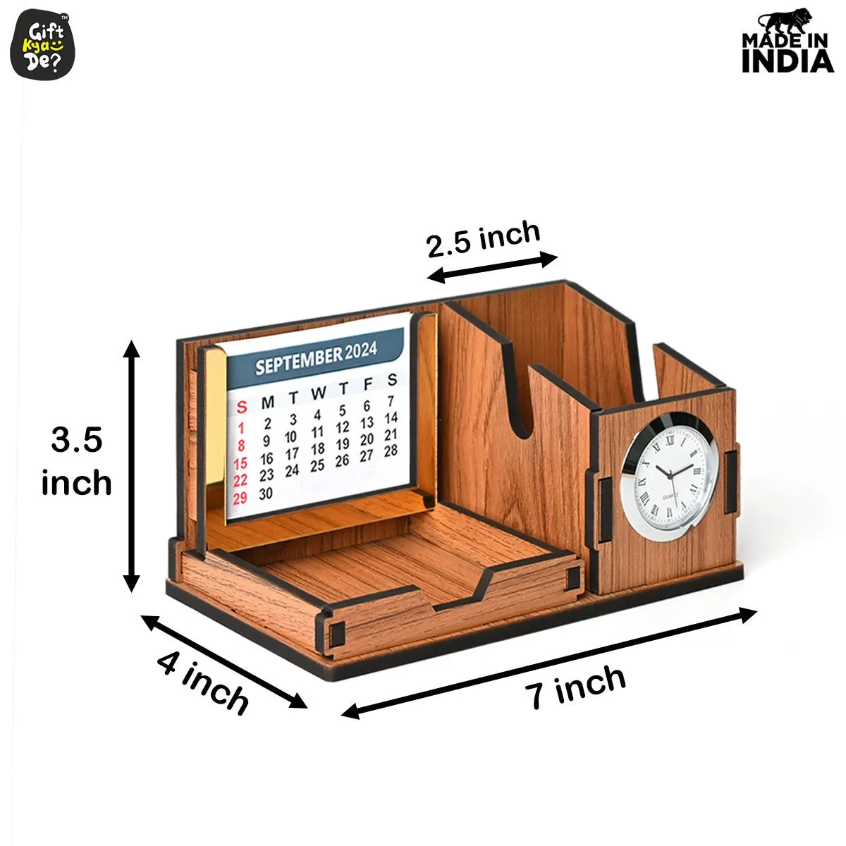 Mini Desk Organizer with Clock & Calendar 2025 | Desk Calendar | Desk Accessories