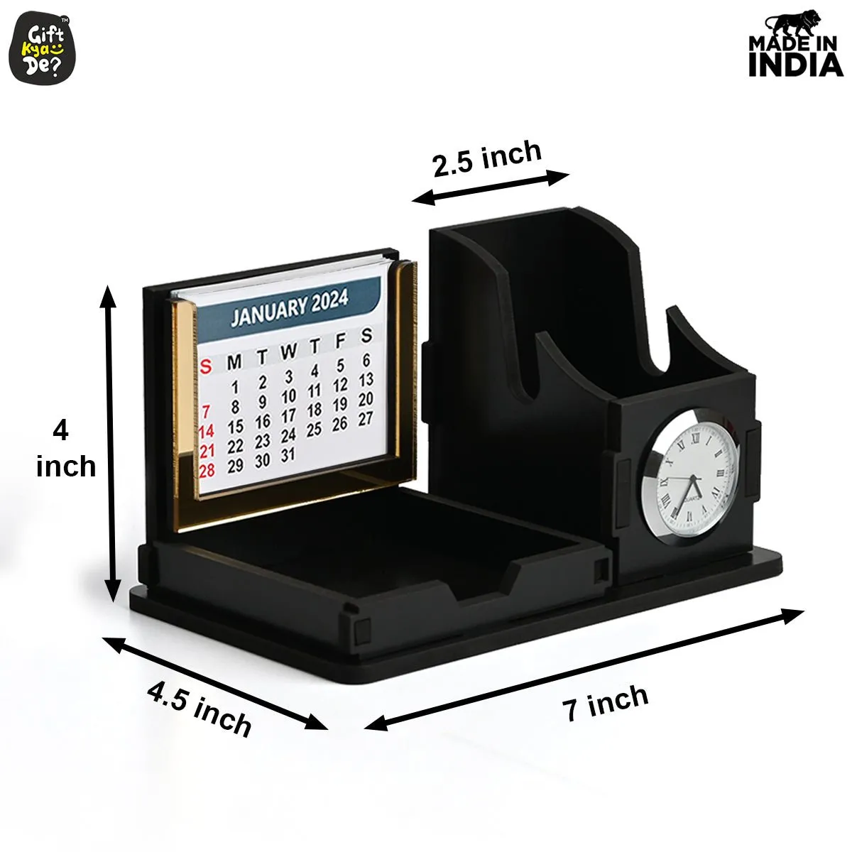 Mini Desk Organizer with Clock & Calendar 2025 | Desk Calendar | Desk Accessories