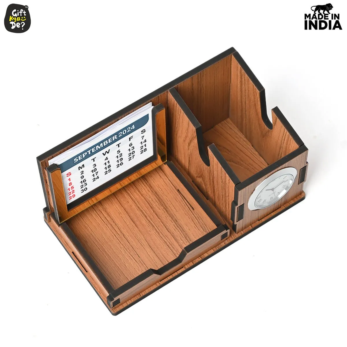 Mini Desk Organizer with Clock & Calendar 2025 | Desk Calendar | Desk Accessories