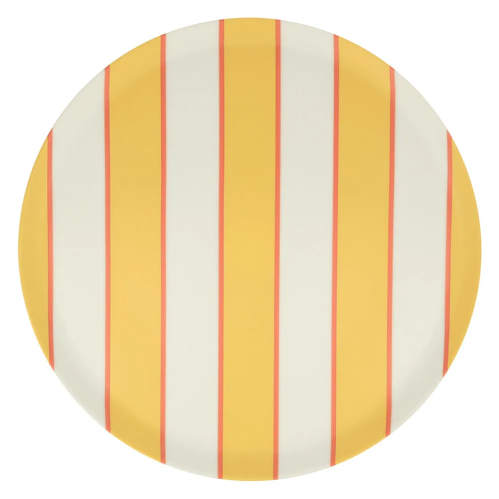 Mixed stripe recycled plastic plates large (X 6)