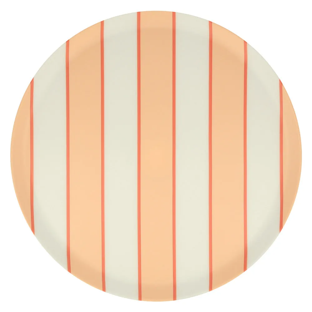Mixed stripe recycled plastic plates large (X 6)