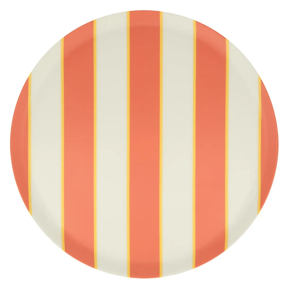 Mixed stripe recycled plastic plates large (X 6)
