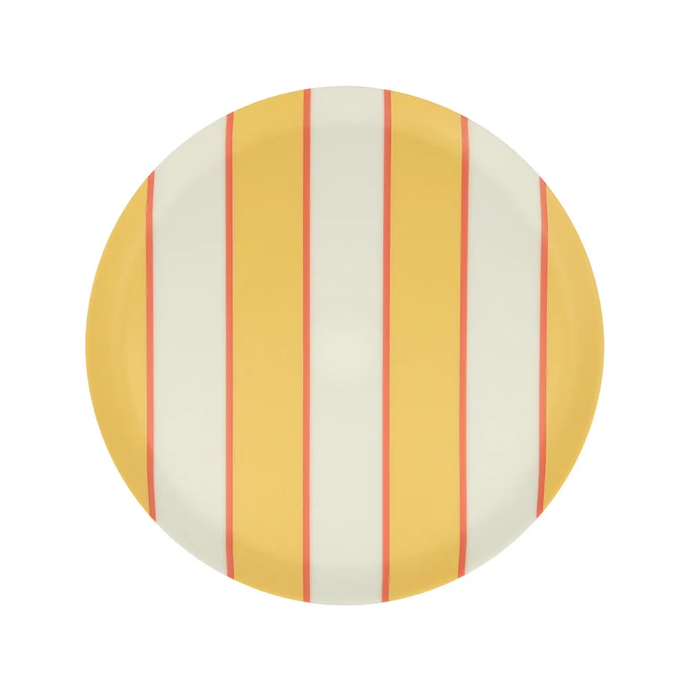 Mixed stripe recycled plastic plates Small (X 6)