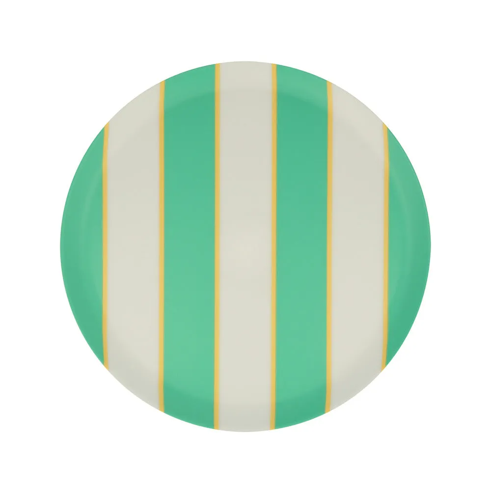 Mixed stripe recycled plastic plates Small (X 6)