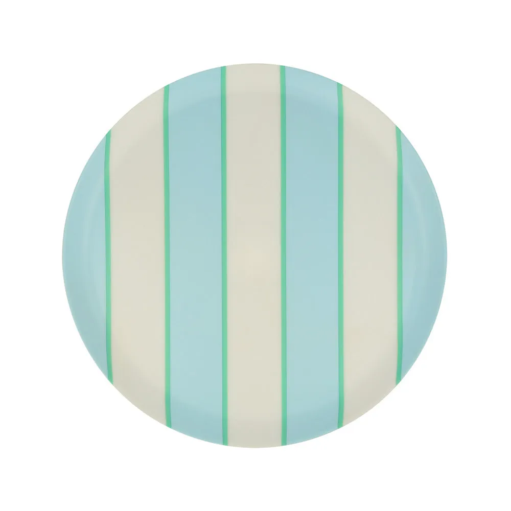 Mixed stripe recycled plastic plates Small (X 6)
