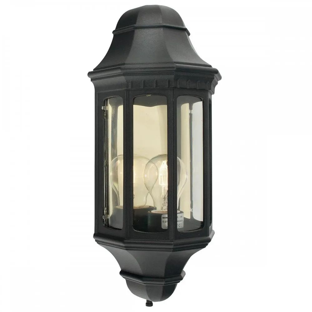 Norlys M8-BLACK Malaga 1 Light Outdoor Wall Lantern Black