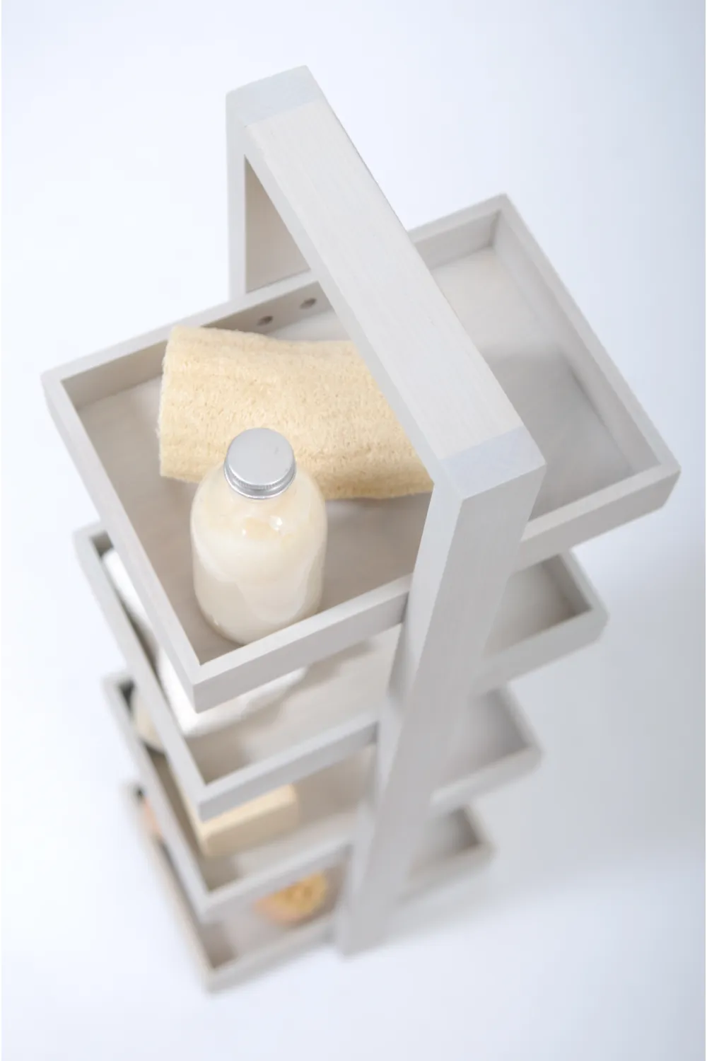 Oak 4 Tray Portable Storage Caddy | Wireworks Quattro